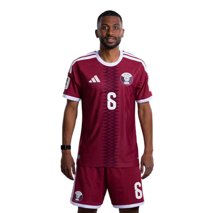 2026 World Cup Qatar Soccer Jersey Player Version  Match Version - Midfielder No.6 ABDULAZIZ HATEM, No.12 KARIM BOUDIAF, No.17 AHMED ALGANEHI