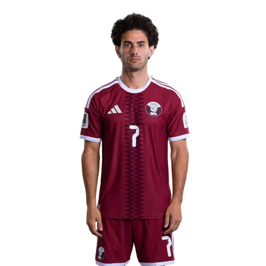 2026 World Cup Qatar Soccer Jersey Player Version  Match Version - Forward No.7 AHMED ALAAELDIN, No.8 EDMILSON JUNIOR, No.9 MOHAMMED MUNTARI