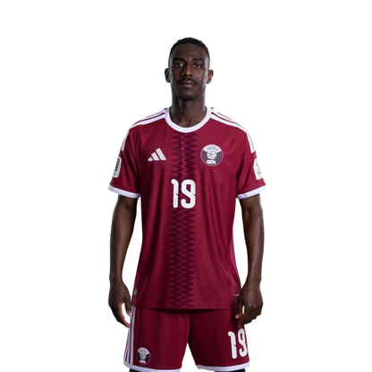 2026 World Cup Qatar Soccer Jersey Player Version  Match Version - Forward No.19 ALMOEZ ALI, No.24 TAHSIN MOHAMMED, No.26 MOHAMED MANAI