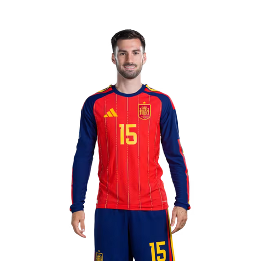 Spain National Team 2026 World Cup Jersey – Player/Match Version – Midfielders: No. 15 Alex Baena, No. 16 Rodri, No. 18 Martín Zubimendi, No. 20 Pedri / Mediocampista No.15 Alex BAENA, No.16 RODRI, No.18 Martin ZUBIMENDI, No.20 PEDRI