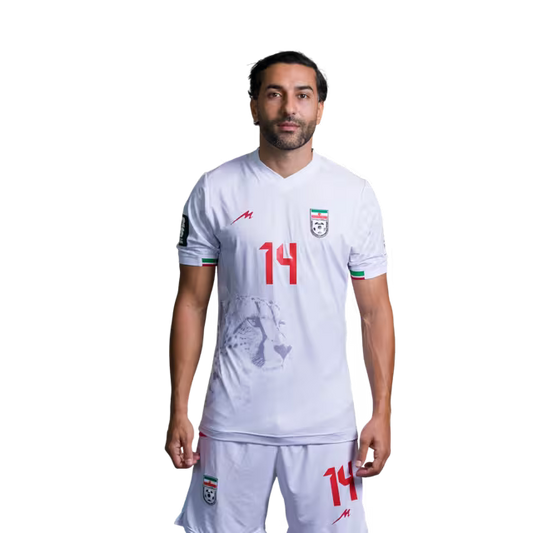 جام جهانی فوتبال ایران 2026 نسخه بازیکن نسخه مسابقه - هافبک شماره 14 سامان قدوس، شماره 15 روزبه چشمی، شماره 16 مهدی ترابی