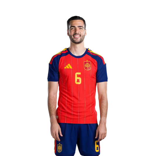 Spain National Team 2026 World Cup Football Jersey (Player Version/Match Issue) — Midfielders: No. 6 Mikel Merino, No. 8 Fabián Ruiz, No. 9 Gavi / Centrocampistas: n.º 6 Mikel Merino, n.º 8 Fabián Ruiz, n.º 9 Gavi